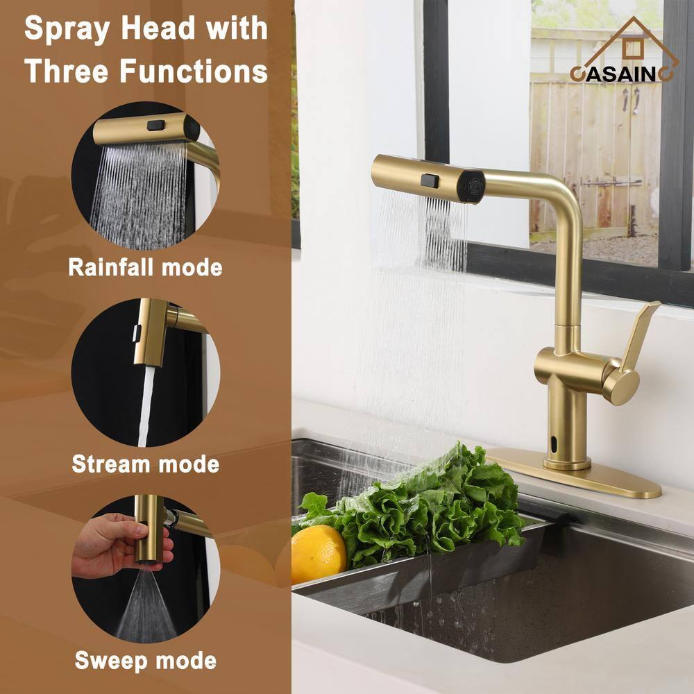 Willow Single Handle Pull Out Kitchen Faucet with Touchless Sensor, Three-function Mode Sprayer