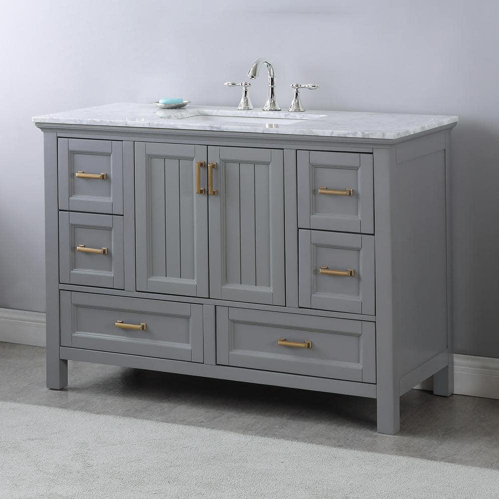Isla 48" Marble Countertop Single Vanity w/o Mirror Gray