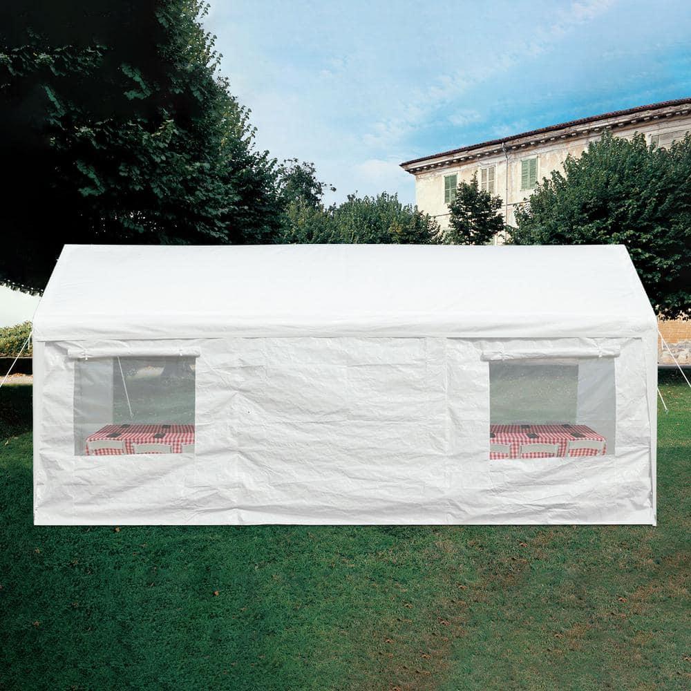 Aoodor 20 x 10 FT. Vehicle Carport Canopy Portable Garage Party Canopy Tent Boat Shelter, Heavy Duty Metal Frame with Removable Rool-up Sidewalls and Doors, White