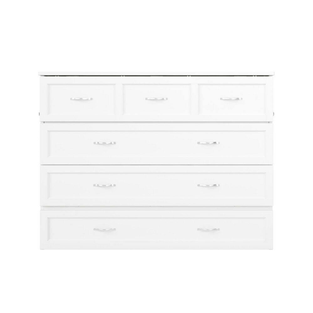Full Deerfield Murphy Bed Chest USB Turbo Charger White - AFI