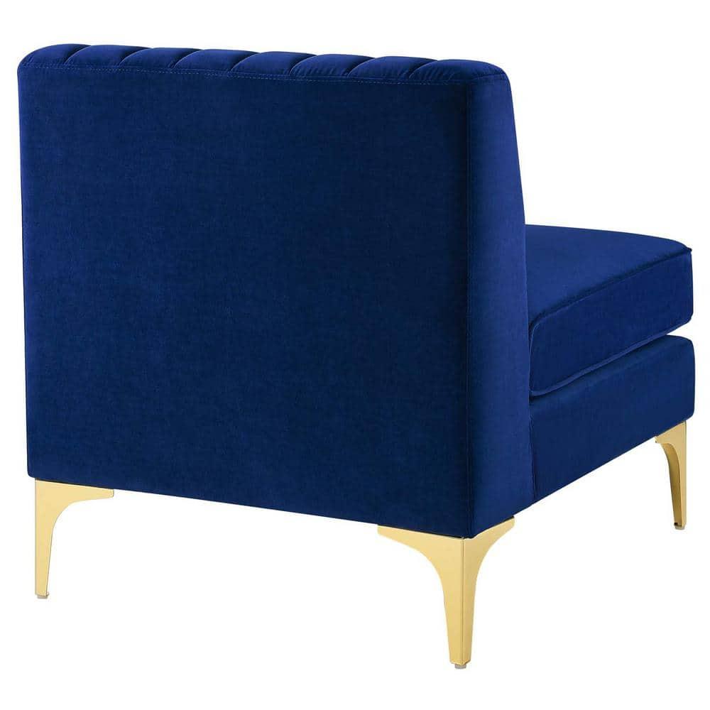 Modway Triumph Modern Channel Tufted Performance Velvet Armless Chair in Navy