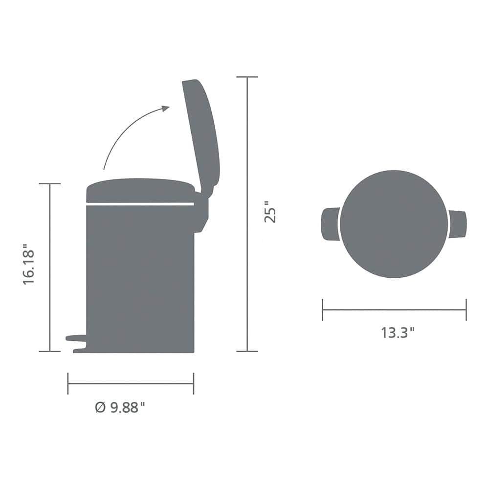 Brabantia Newicon Step On Trash Can, 3.2 Gallon (12 Liter)
