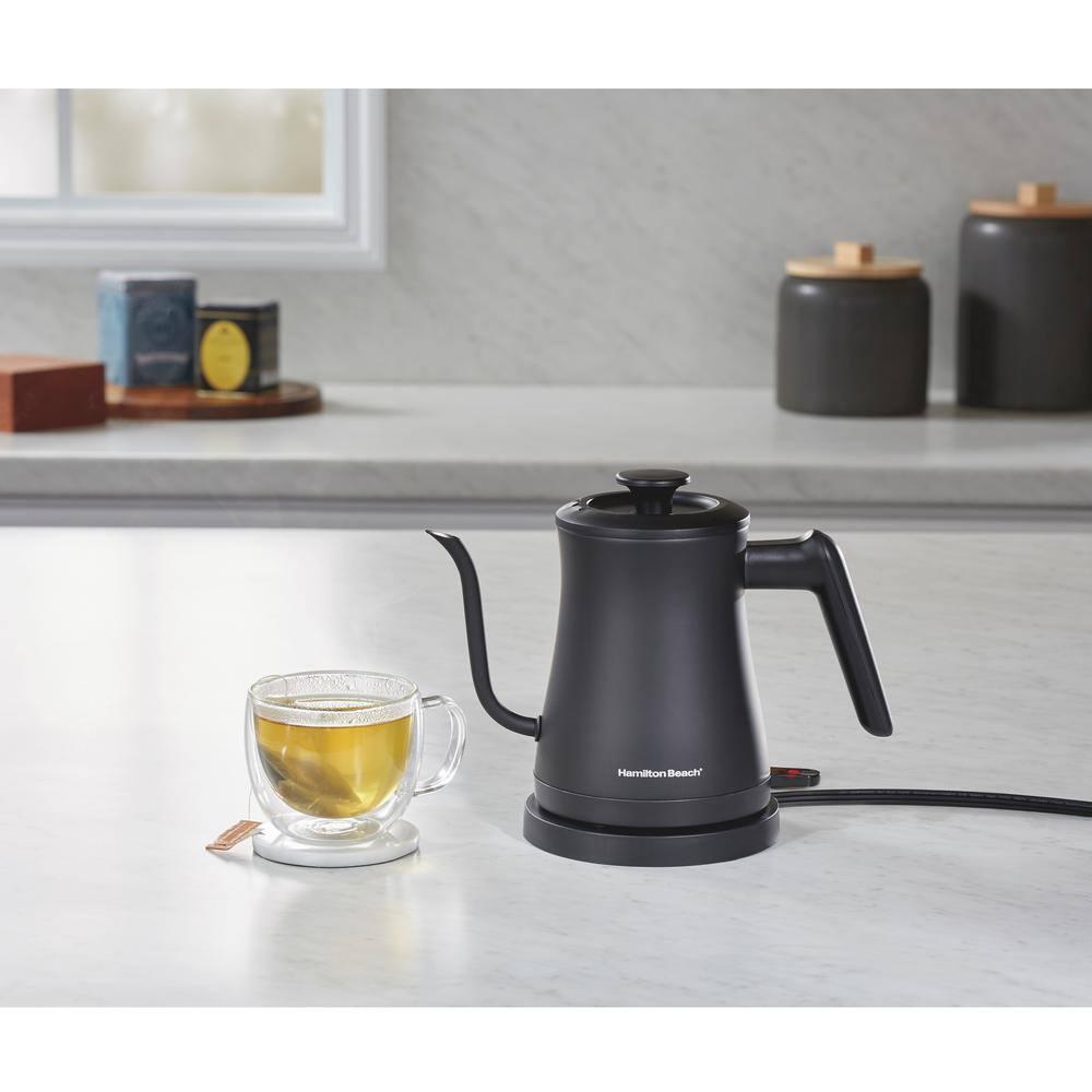 Hamilton Beach .6 Liter Gooseneck Kettle Black 41045: Electric Water Kettle, Stainless Steel, 1200W, Hand Wash