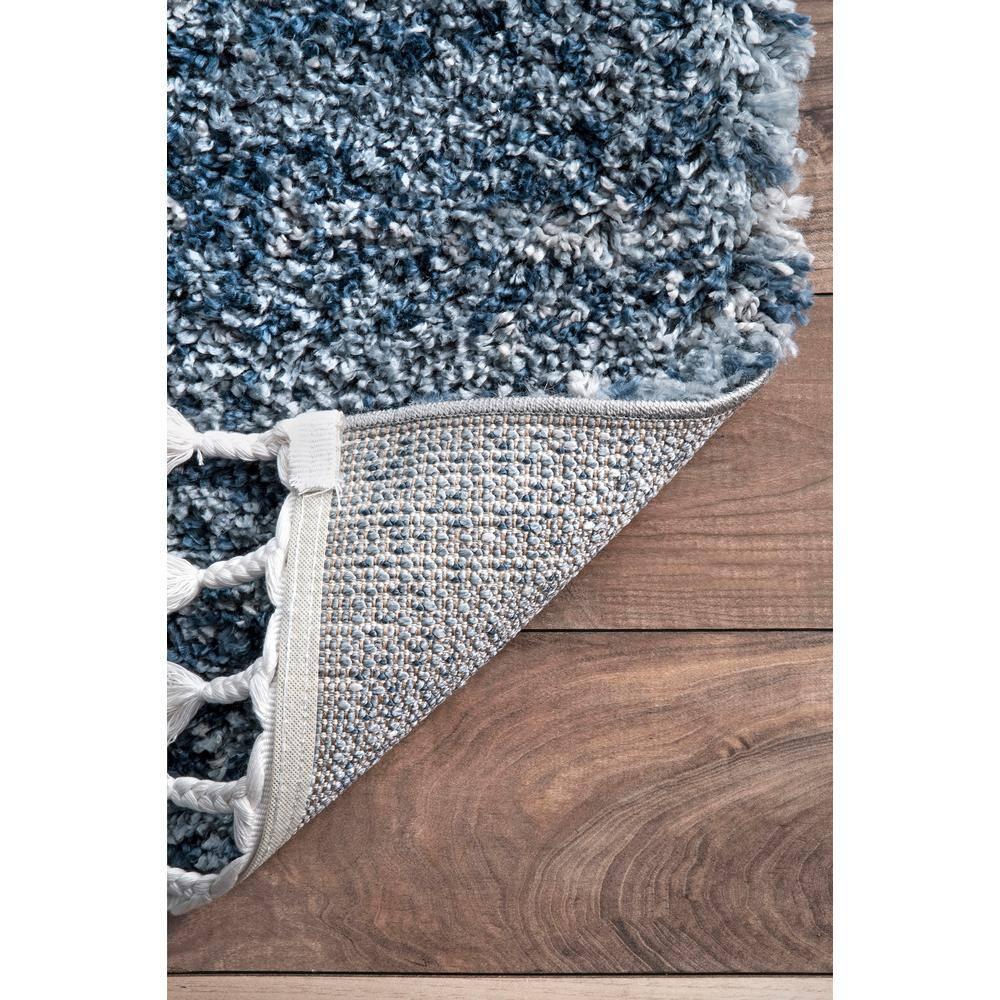 Nuloom Brooke Solid 2x8 Runner Shag Indoor Area Rug for Living Room Bedroom Dining Room Nursery Entryway Hallway, Blue/Ivory