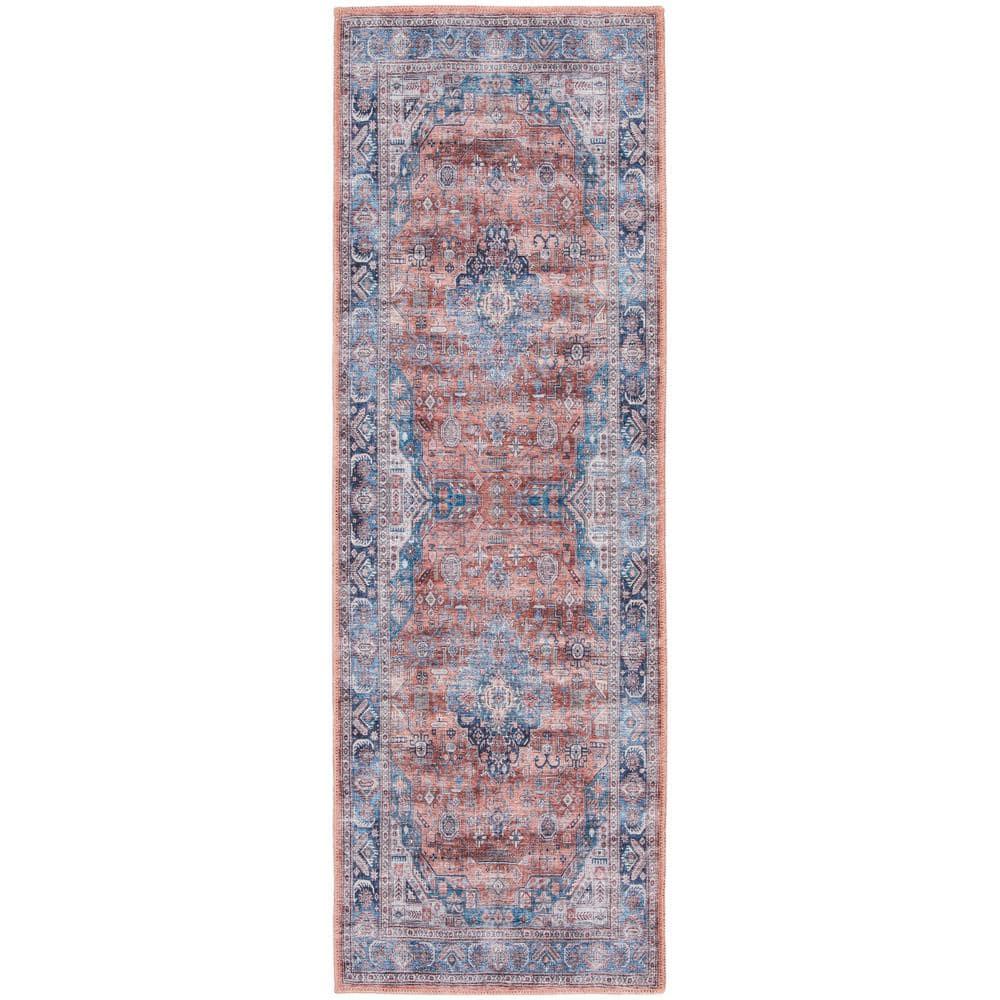 Nourison Washable Brilliance 2' x 6' Blue/Multi Vintage Indoor Bathroom, Kitchen Runner Rug