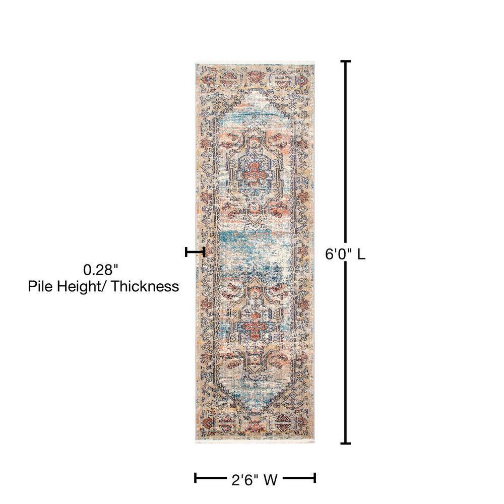 Nuloom Marley Medallion 2x6 Runner Indoor Area Rug for Living Room Bedroom Dining Room Entryway Hallway Kitchen, Beige/Ivory