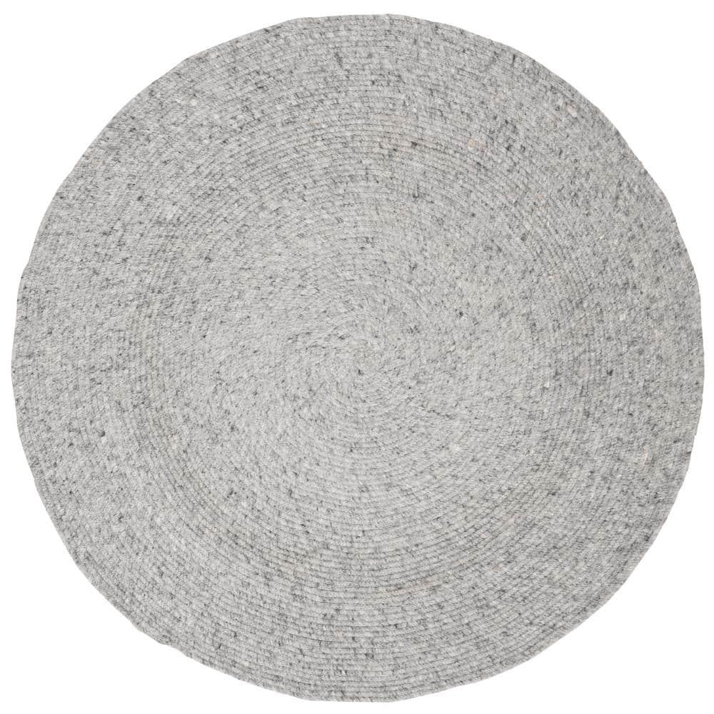 Braided BRD901 Hand Woven Indoor Area Rug - Grey - 4' Round - Safavieh