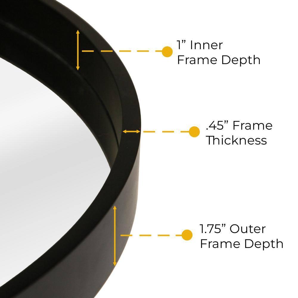 WallBeyond Classic Wooden Frame Farmhouse Round Wall Mirror Satin Black 24 inches Black