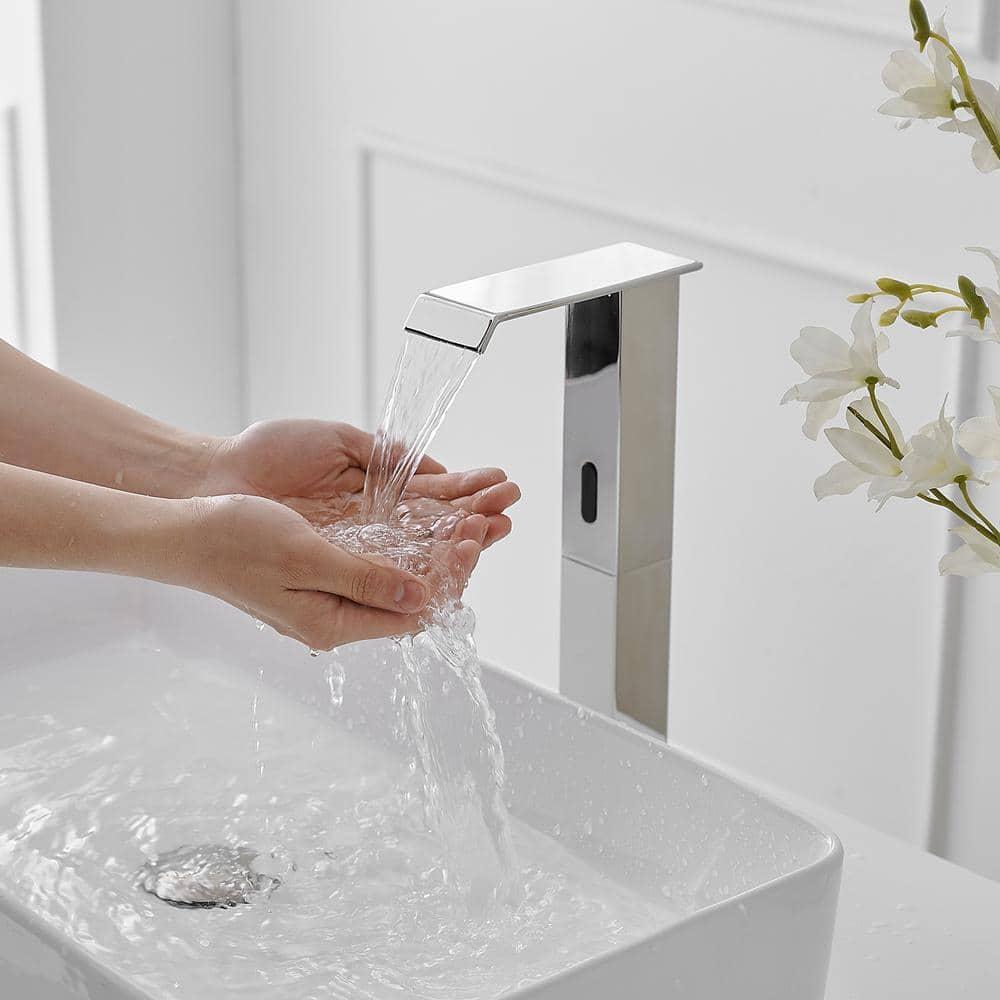 BWE DC Automatic Sensor Touchless Vessel Sink Faucet Single Hole Bathroom Faucet with Pop Up Drain