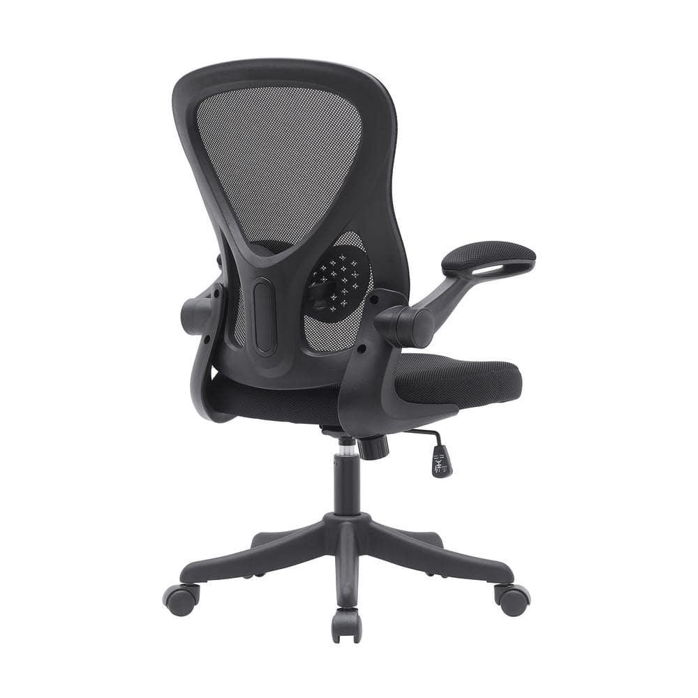 Techni Mobili Mesh Task Office Chair with Flip Up Arms Black - Techni Mobili: Ergonomic, Adjustable, Swivel, Nylon Frame