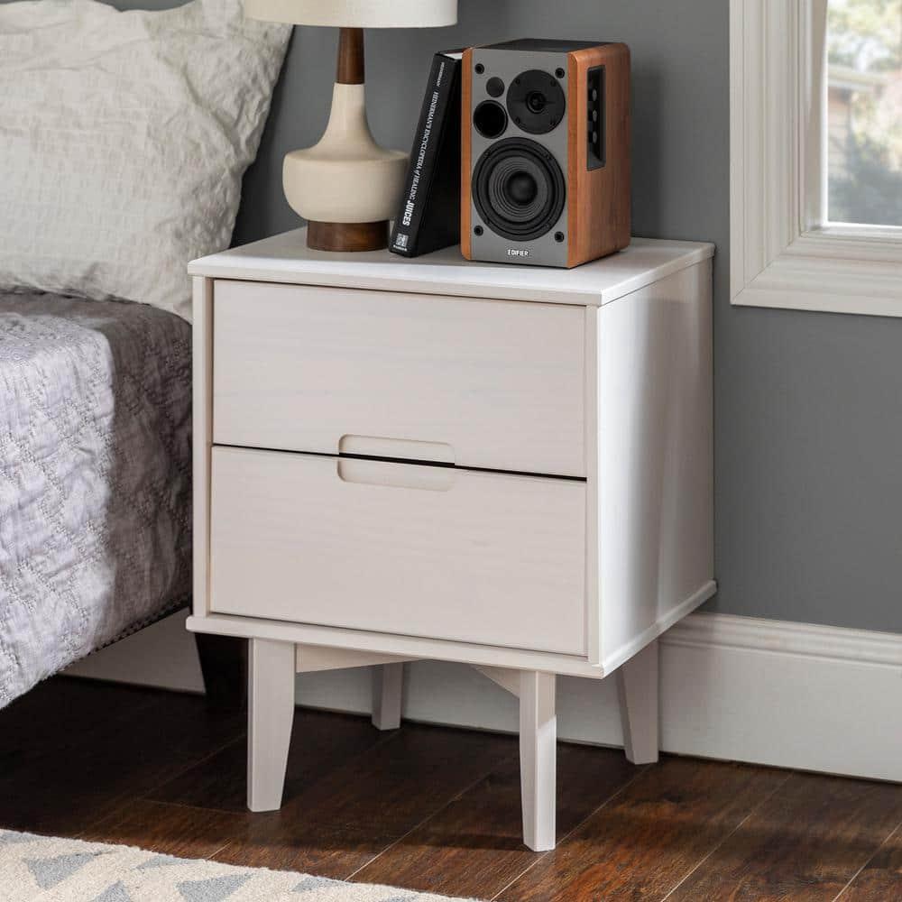 Preston 26"H Modern 2-Drawer Nightstand with USB Ports and Flared Legs