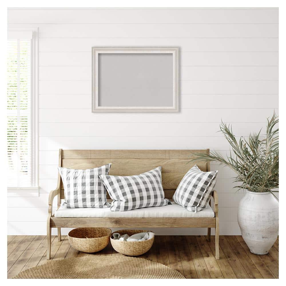 Amanti Art Grey Cork Board Framed Trio White Wash Silver Bulletin Board 32 in. x 24 in.