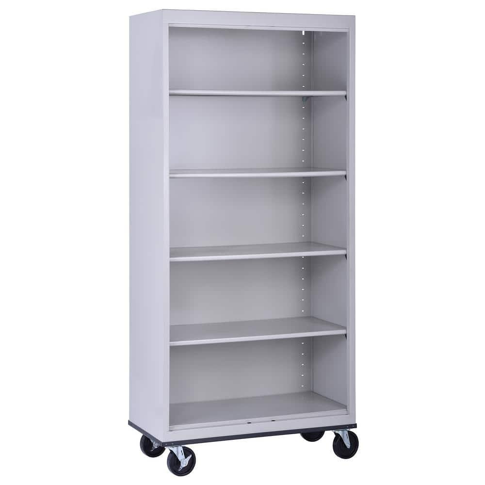 Sandusky Lee 36" W x 18" D x 78" H Steel Mobile Bookcase with 4 Adjustable Shelves by Sandusky