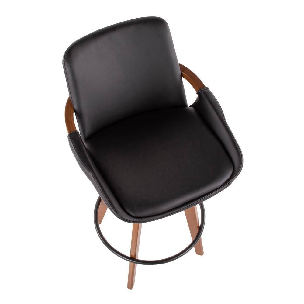26" Cosmo Mid-Century Modern Counter Height Barstool Black - LumiSource: Upholstered, Wood Legs, 250lb Capacity