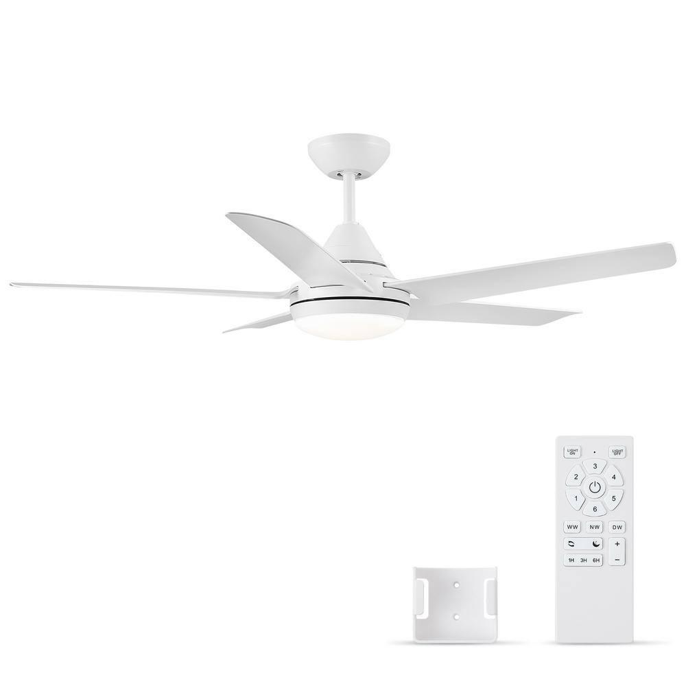 48 in. Indoor White Ceiling Fan with Integrated Dimmable LED Light Kit and Remote Control
