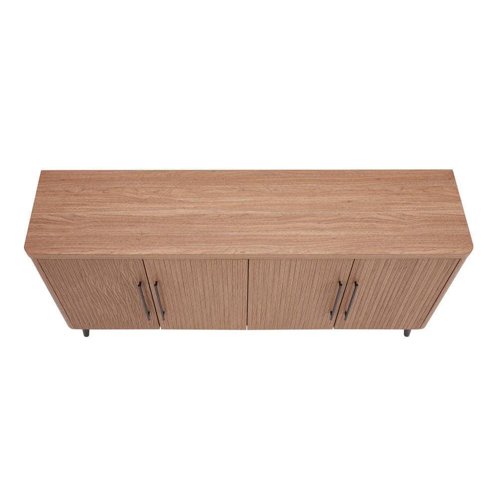 Manhattan Comfort Jodie 65" Mid-Century Modern Sideboard with 8 Adjustable Shelves in Maple