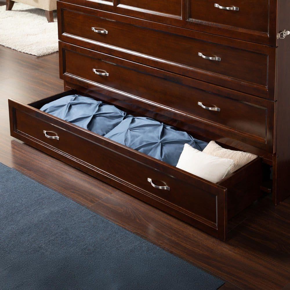 Queen Deerfield Murphy Bed Chest with Charging Station Walnut - AFI: Space-Saving Design, No Box Spring Needed