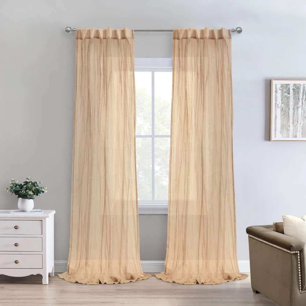 Habitat Paloma Sheer Dual Header Stylish and Functional Curtain Panel 52" x 84" Apricot