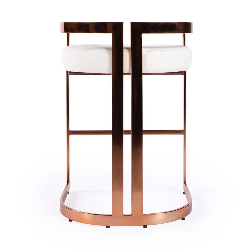 Rose Gold and White Faux Leather Backless Counter Stool