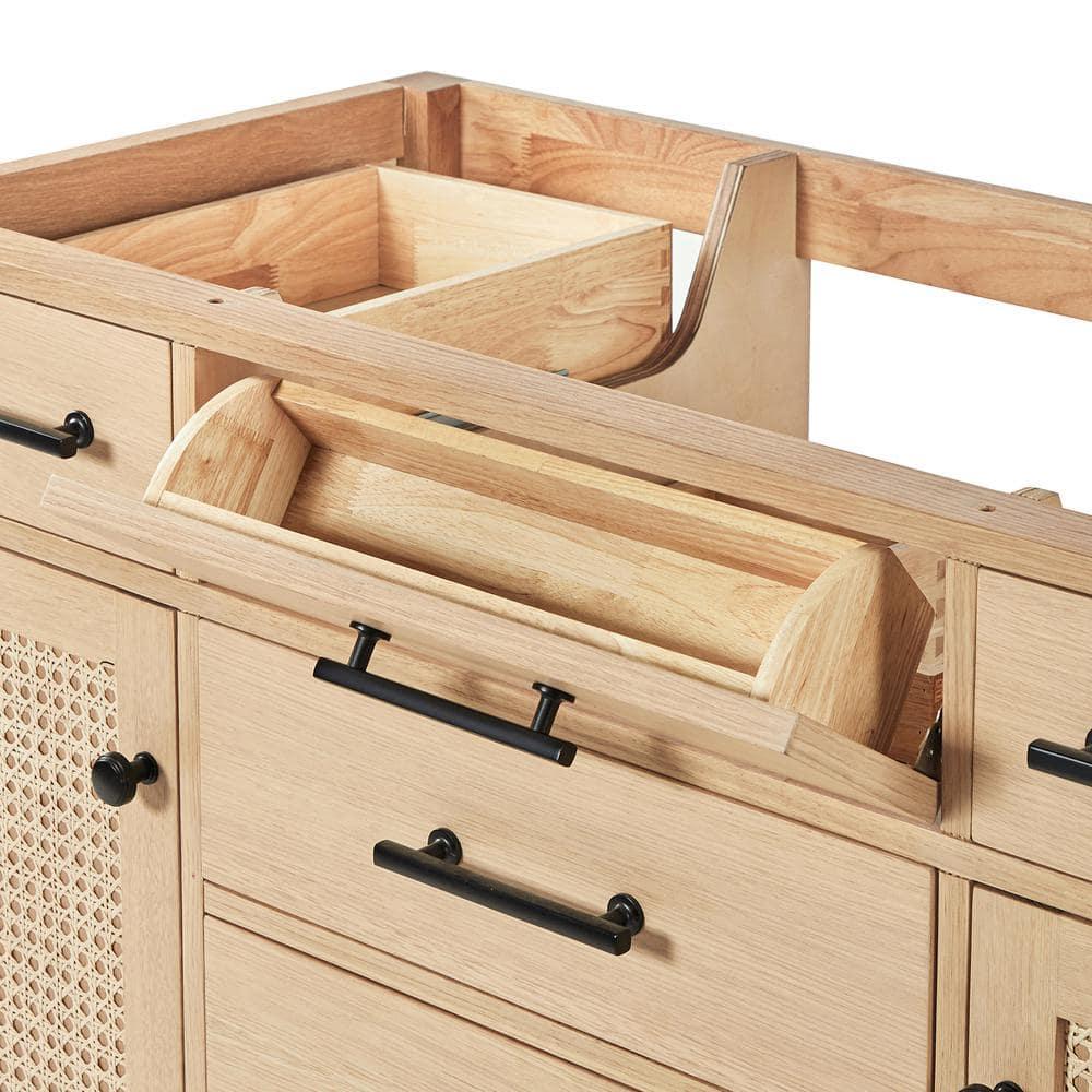 Bayou Breeze Ariel Broeder 48 Inch Bathroom Vanity With Carrara White Quartz Countertop 1.5 Inch Edge In Oak