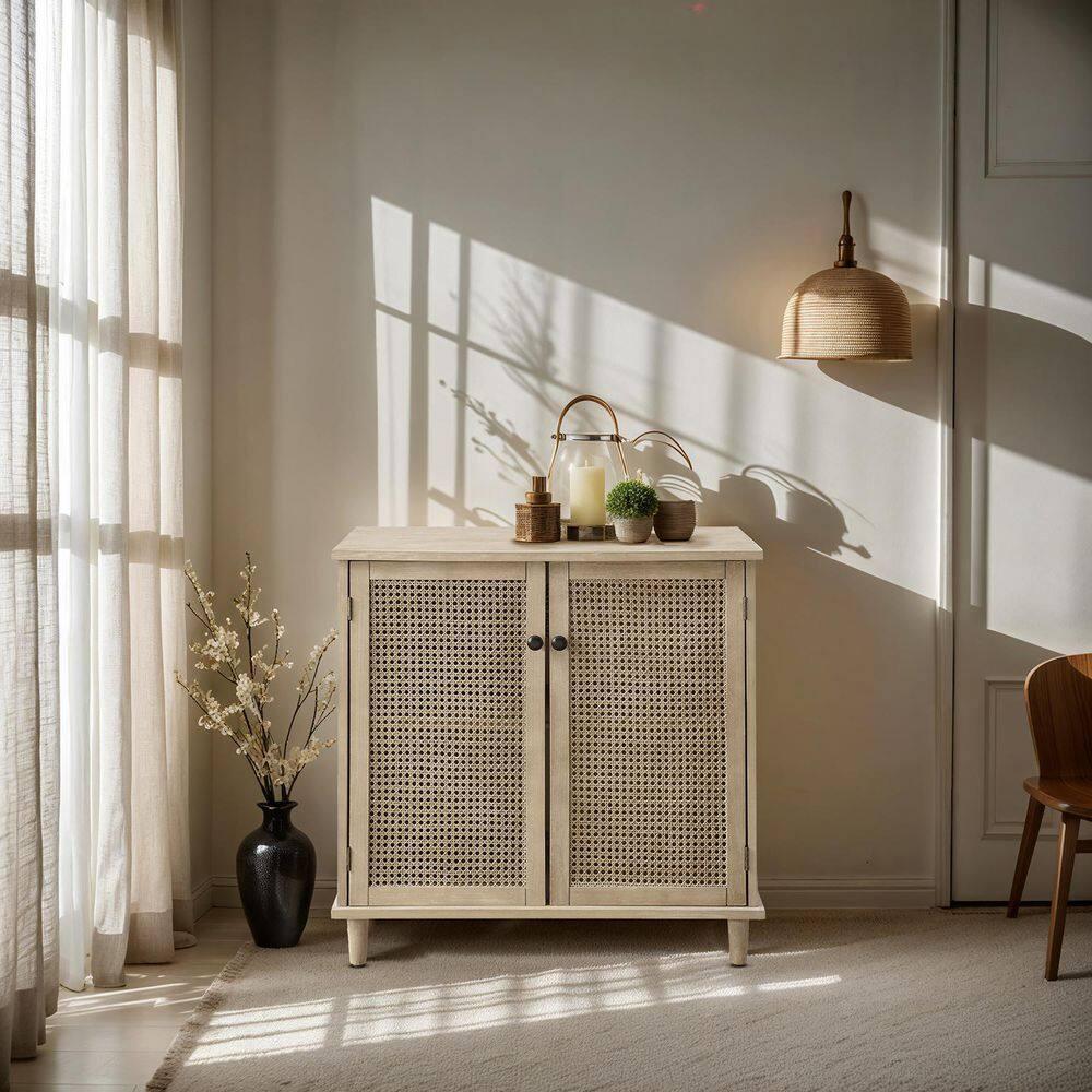 Art Leon Cane Wicker Cabinet Sideboard, Natural