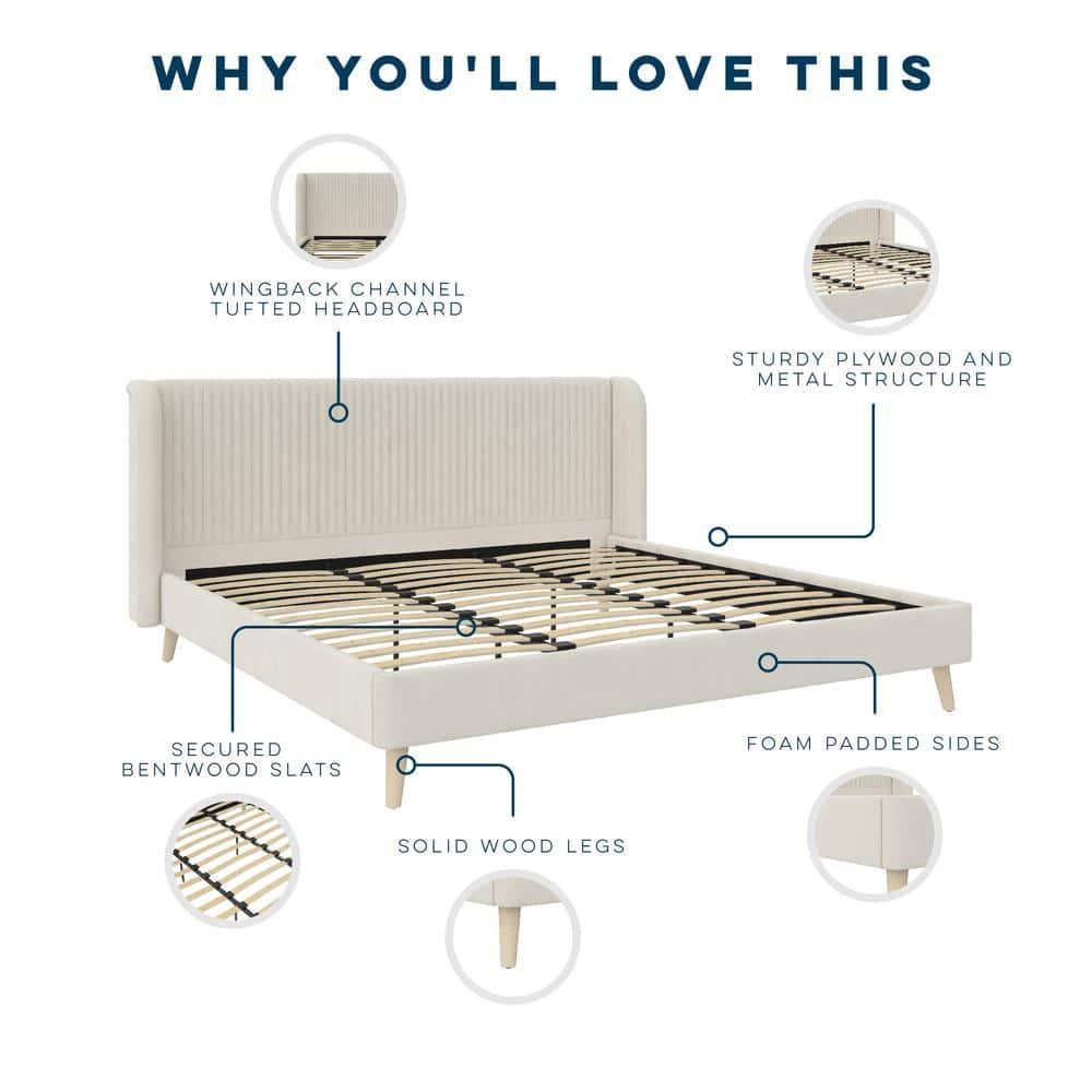 Novogratz Holly King Size Upholstered Platform Bed