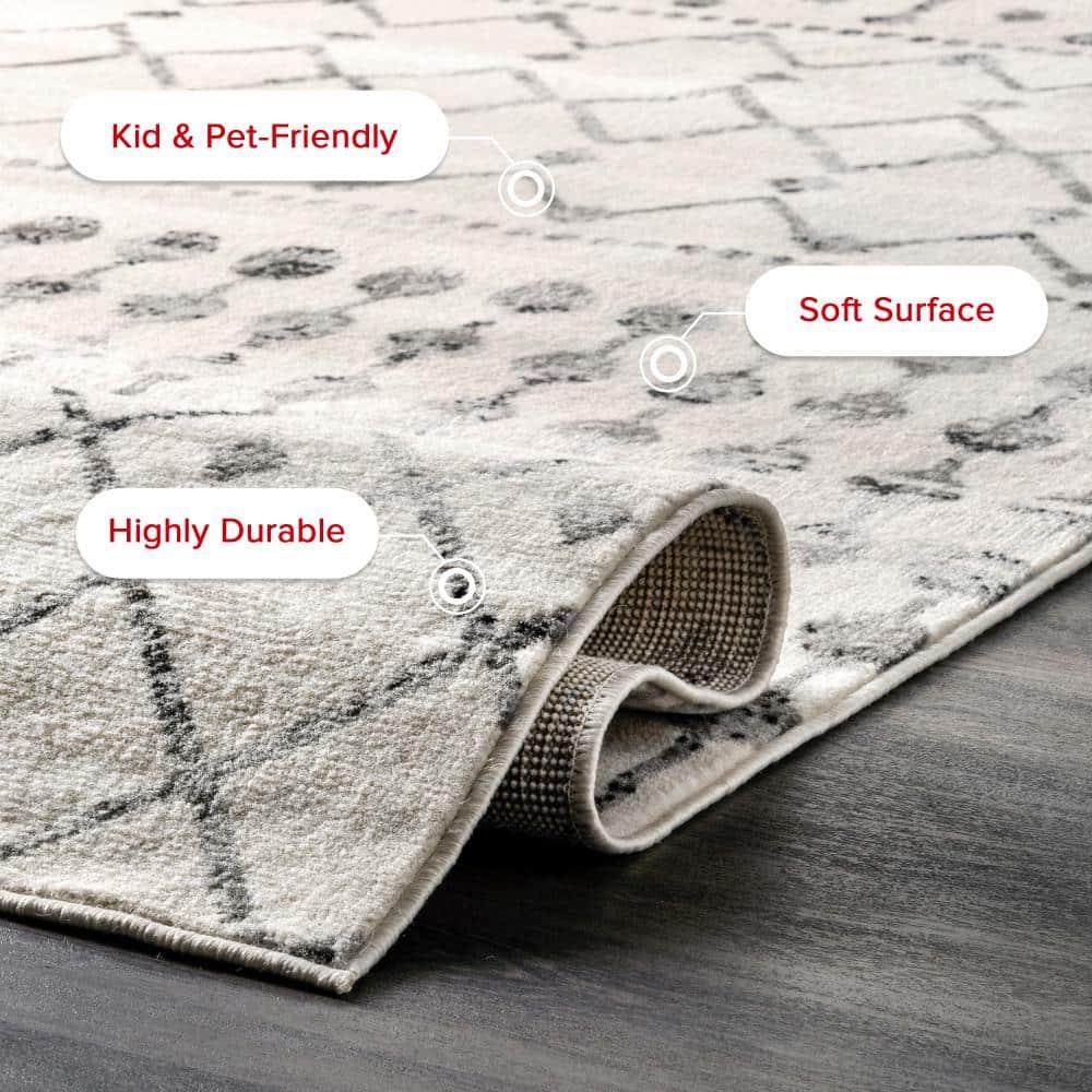 Nuloom 7x9 Zola Geometric Moroccan Indoor Area Rug, Grey, Faded Bohemian Design, Stain Resistant, BedroomLiving Room, Kitchen,