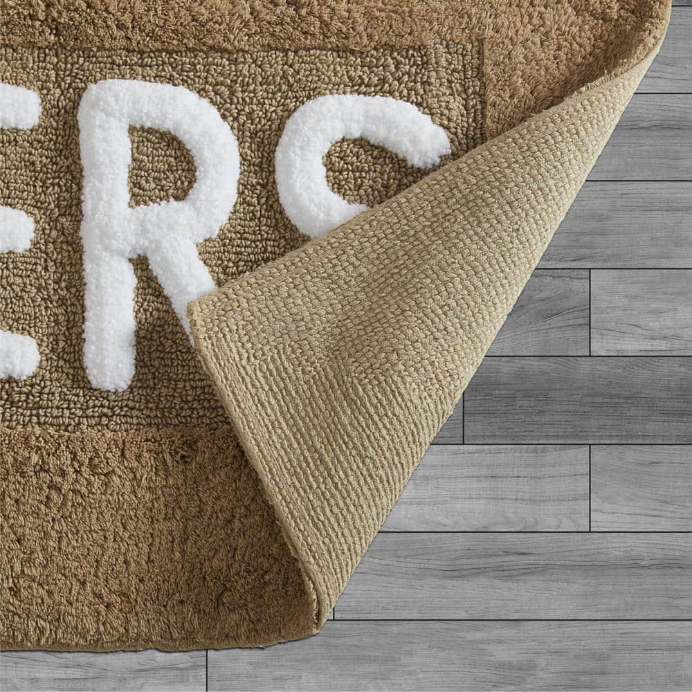 Jean Pierre "Hers" 21"x34" Cotton Bath Rug, Linen