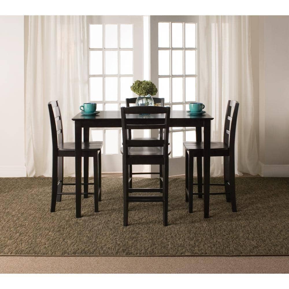 30" x 48" Solid Wood Top Counter Height Table with Shaker Legs Black - International Concepts: Parawood, Non-Extension