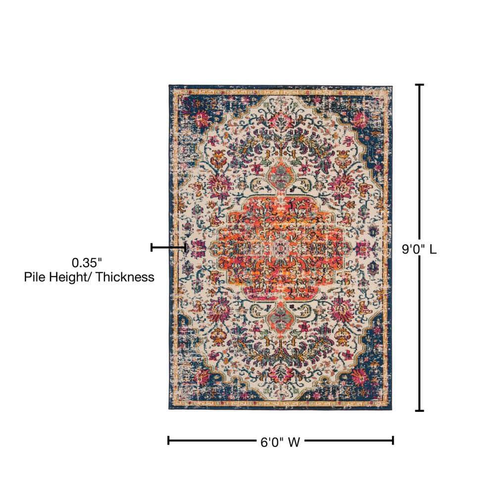 Madison MAD447 Power Loomed Indoor Area Rug - Ivory/Orange - 6'x9' - Safavieh