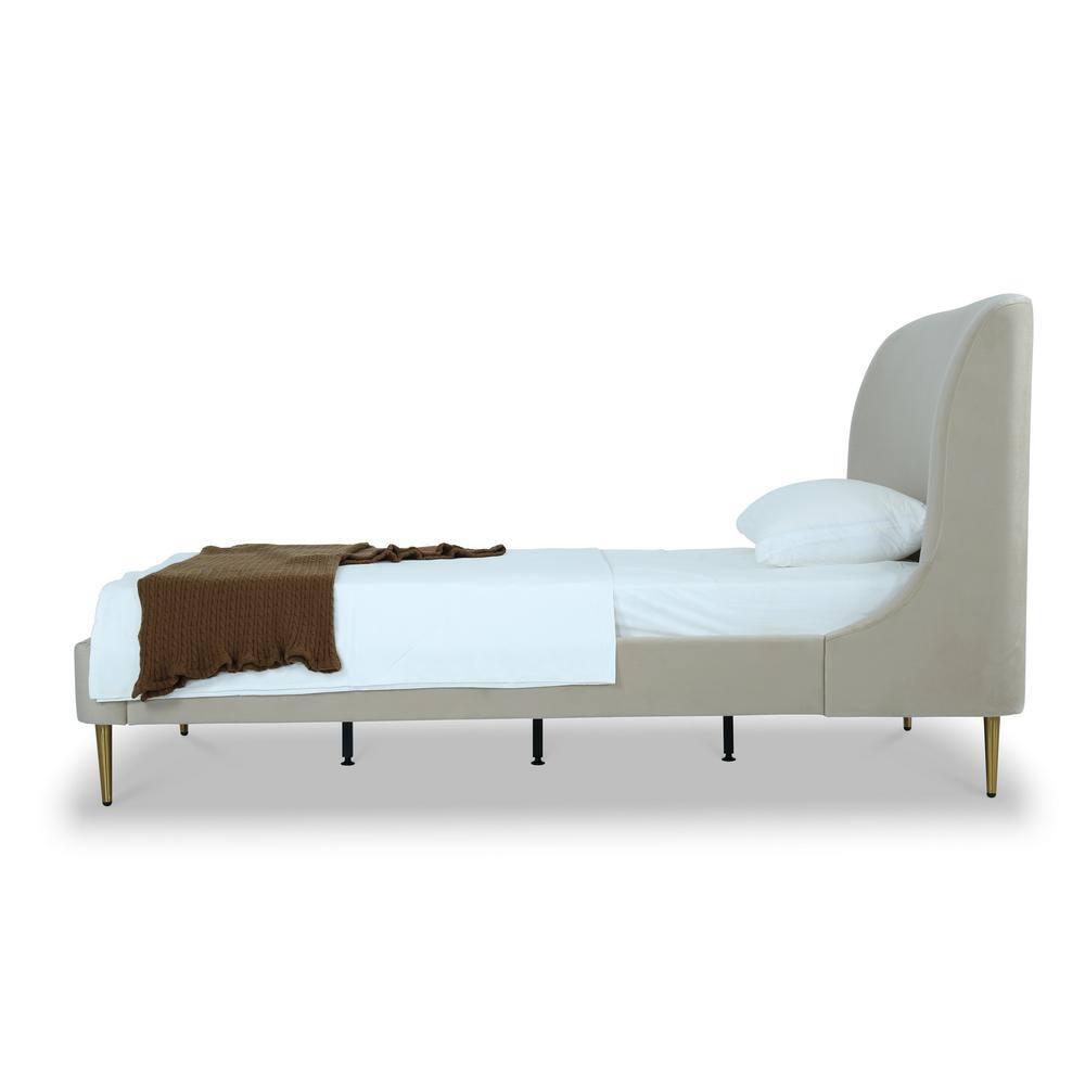 Twin Heather Velvet Upholstered Bed - Manhattan Comfort
