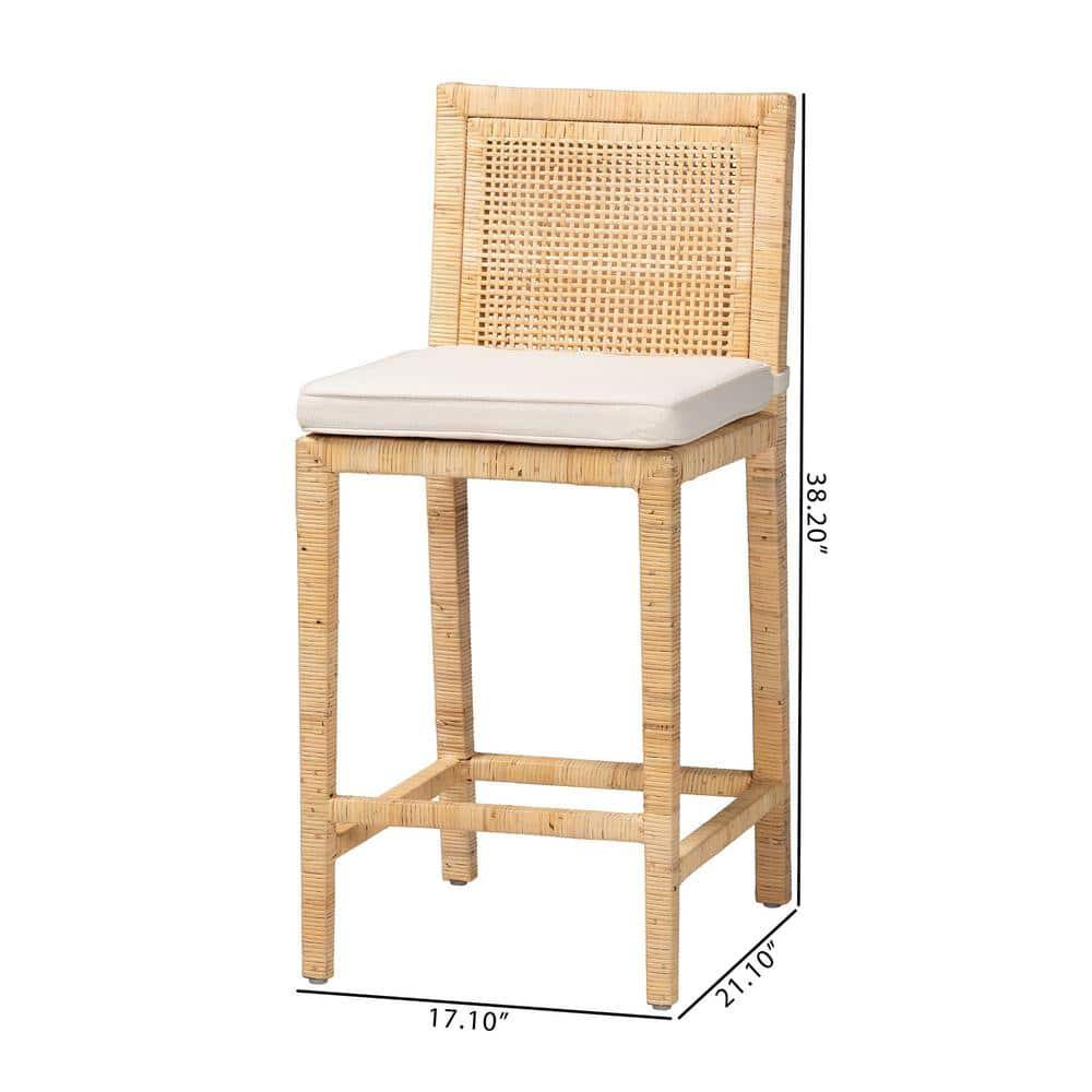Sofia Wood and Rattan Counter Height Barstool Natural - bali & pari