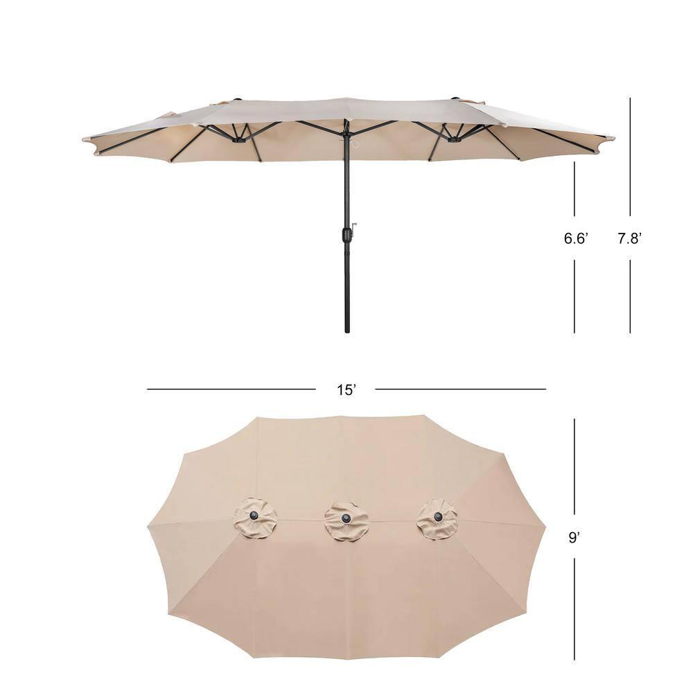 WestinTrends 15 x 9 Ft Double Sided Outdoor Twin Patio Market Table Umbrella, White