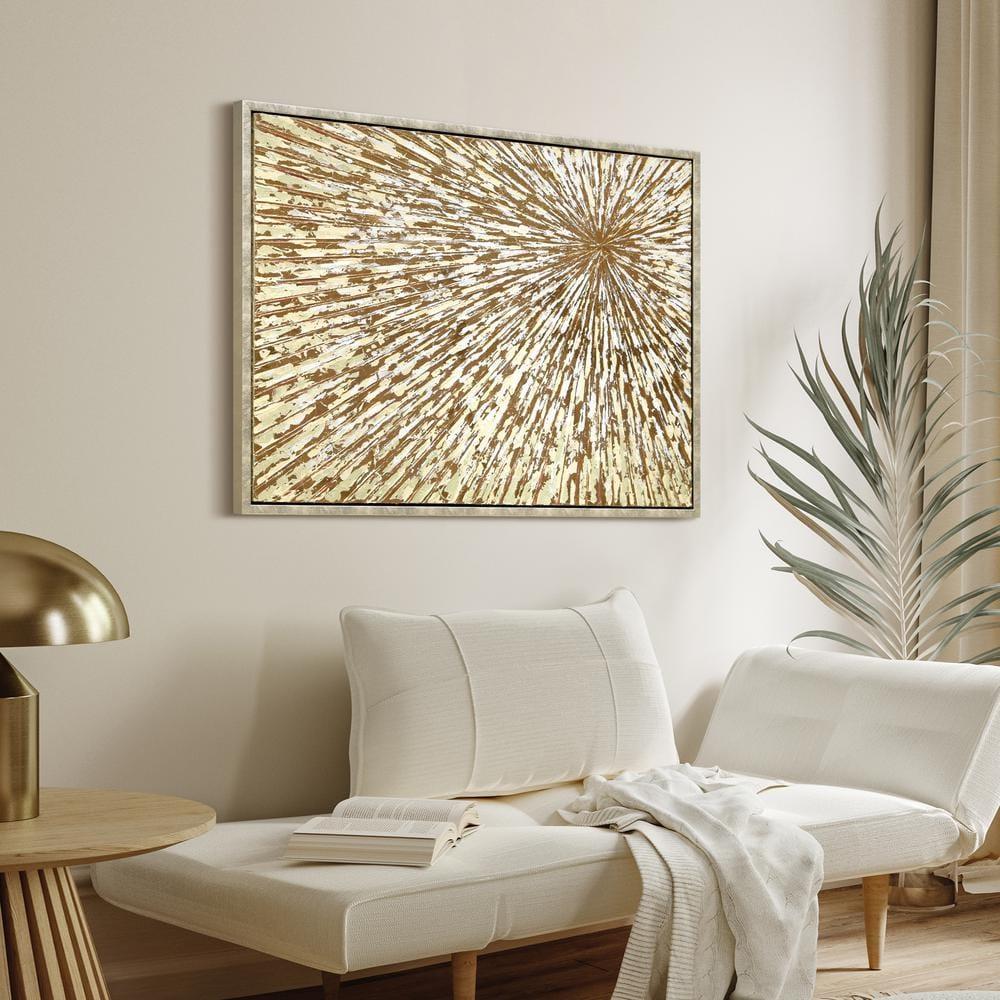 Empire Art Direct Radiant Burst Metallic Hand Painted Framed Canvas Wall Art with Gold Foil