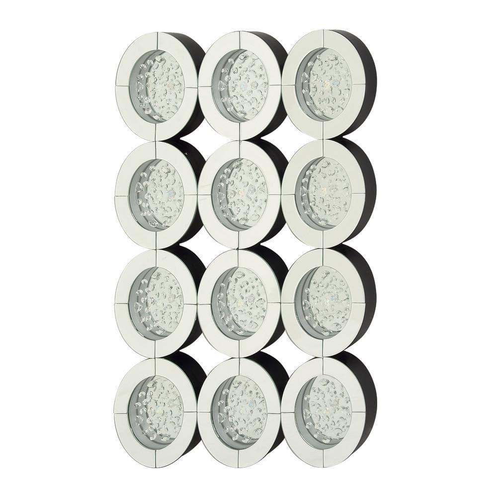 DecMode 39" x 29" Silver Wall Mirror with Floating Crystals