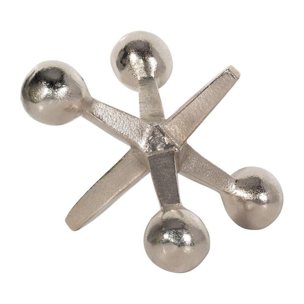 Sagebrook Home Creative Metal Jacks Sculpture for Room, Bedroom or Office Decor, Aluminum, Silver 7 L x 5 W x 5 H Inches