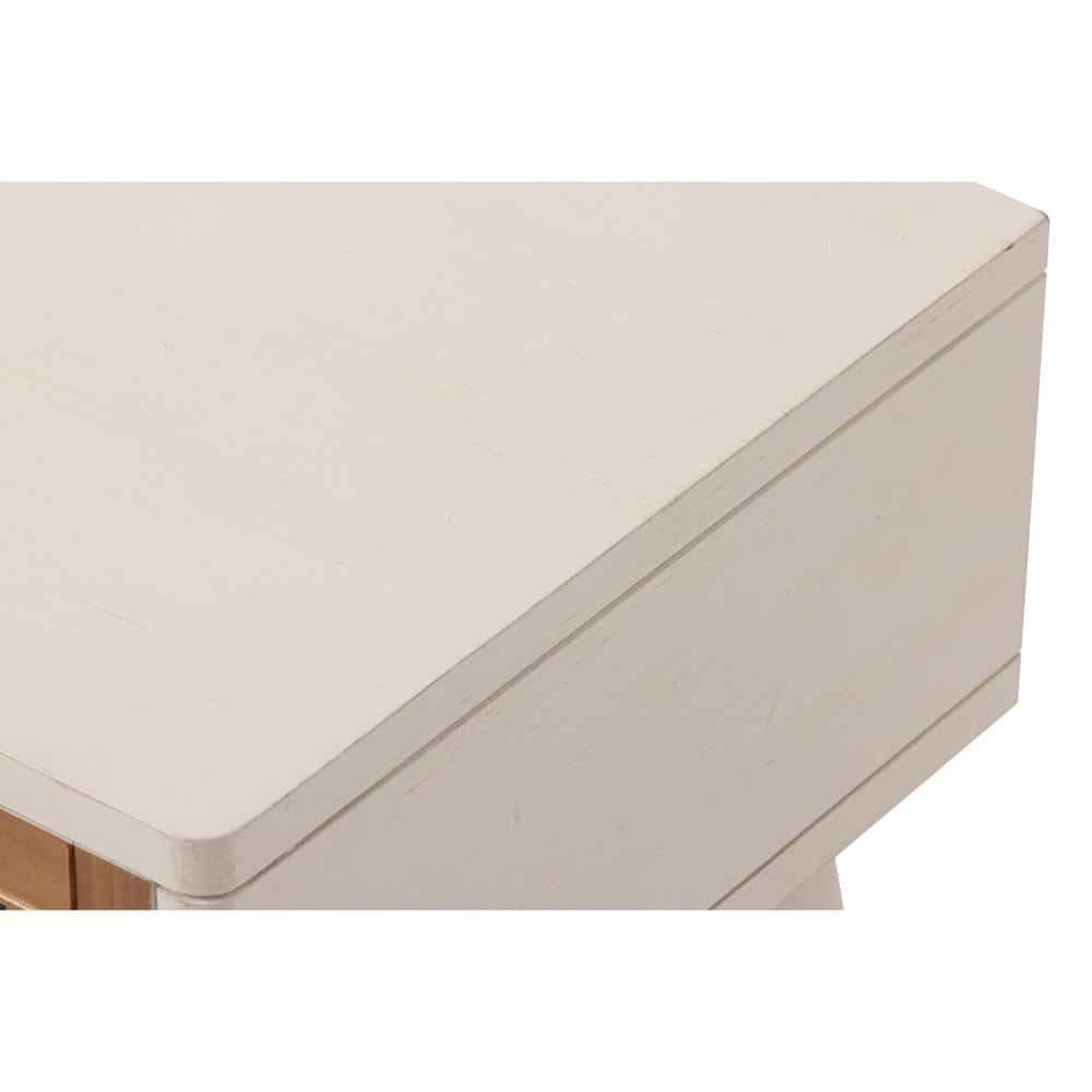 COZAYH Fully-Assembled 1-Drawer Woven Cane Front Accent Nightstand with Brass Knobs for Living Room, Hand-Scratched Aging Finish, Bedroom, White