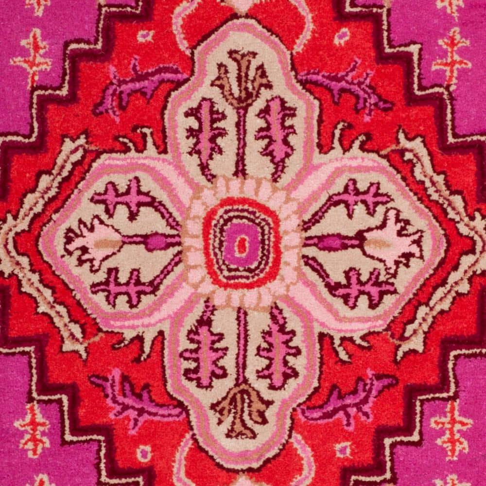 SAFAVIEH Bellagio Deacon Floral Bordered Area Rug, Red/Pink, 9' x 12'