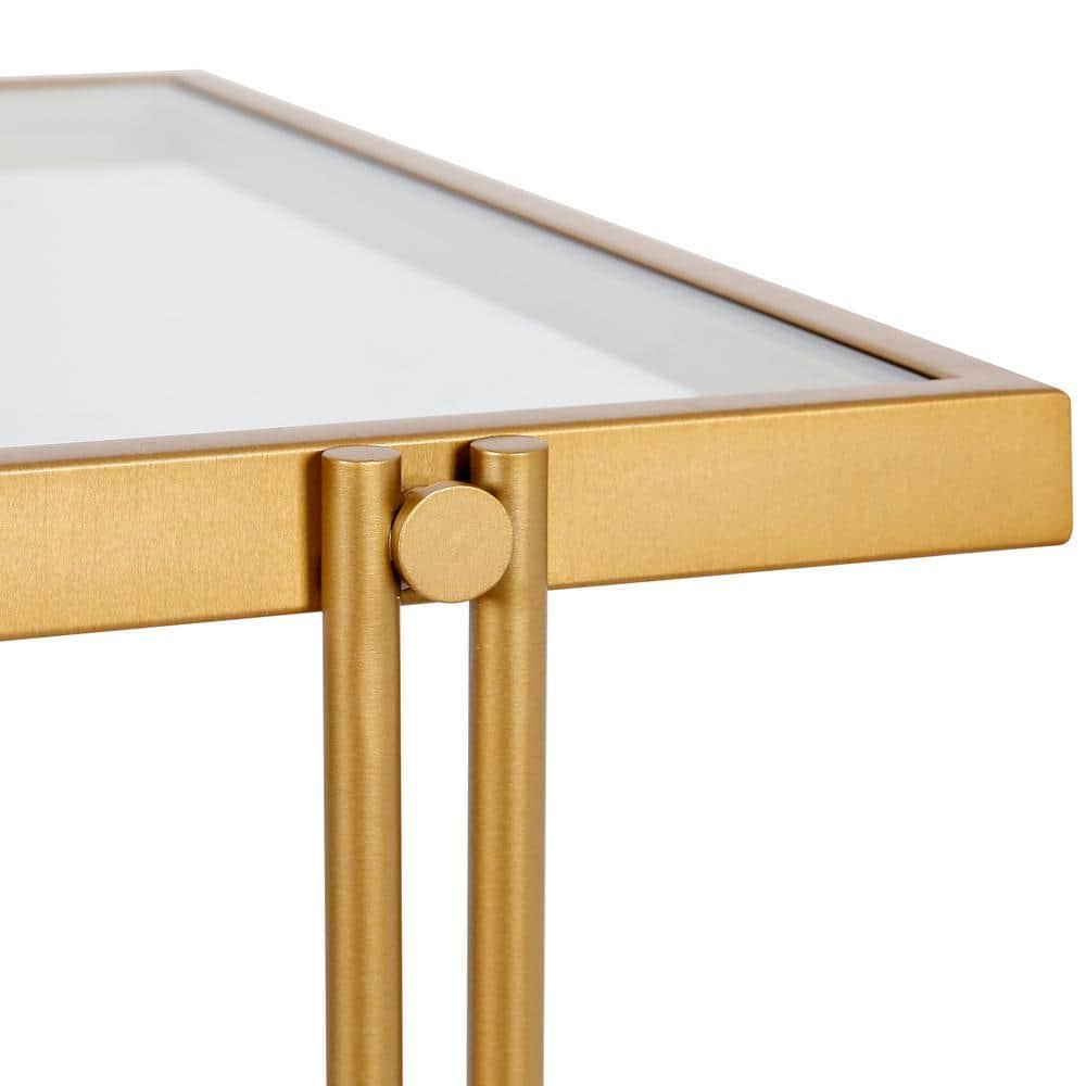Evelyn&Zoe Inez 48" Wide Rectangular Desk in Brass