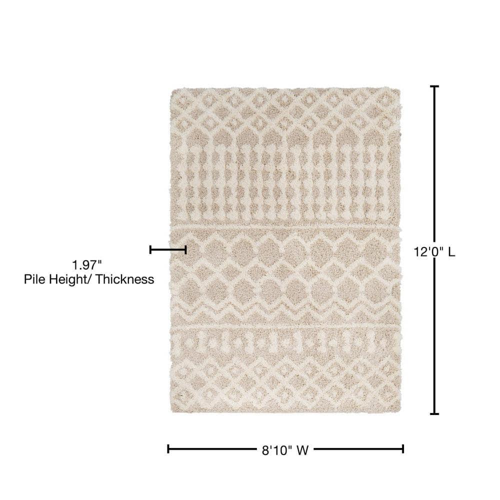 Livabliss Urban Shag Global Moroccan Area Rug,8'10" x 12',Beige