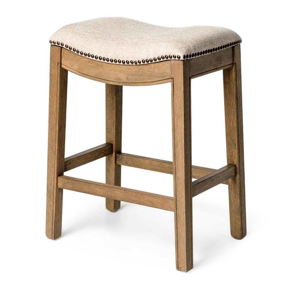 Maven Lane Maven Lane Adrien Backless Saddle Kitchen Stool with Fabric Upholstery
