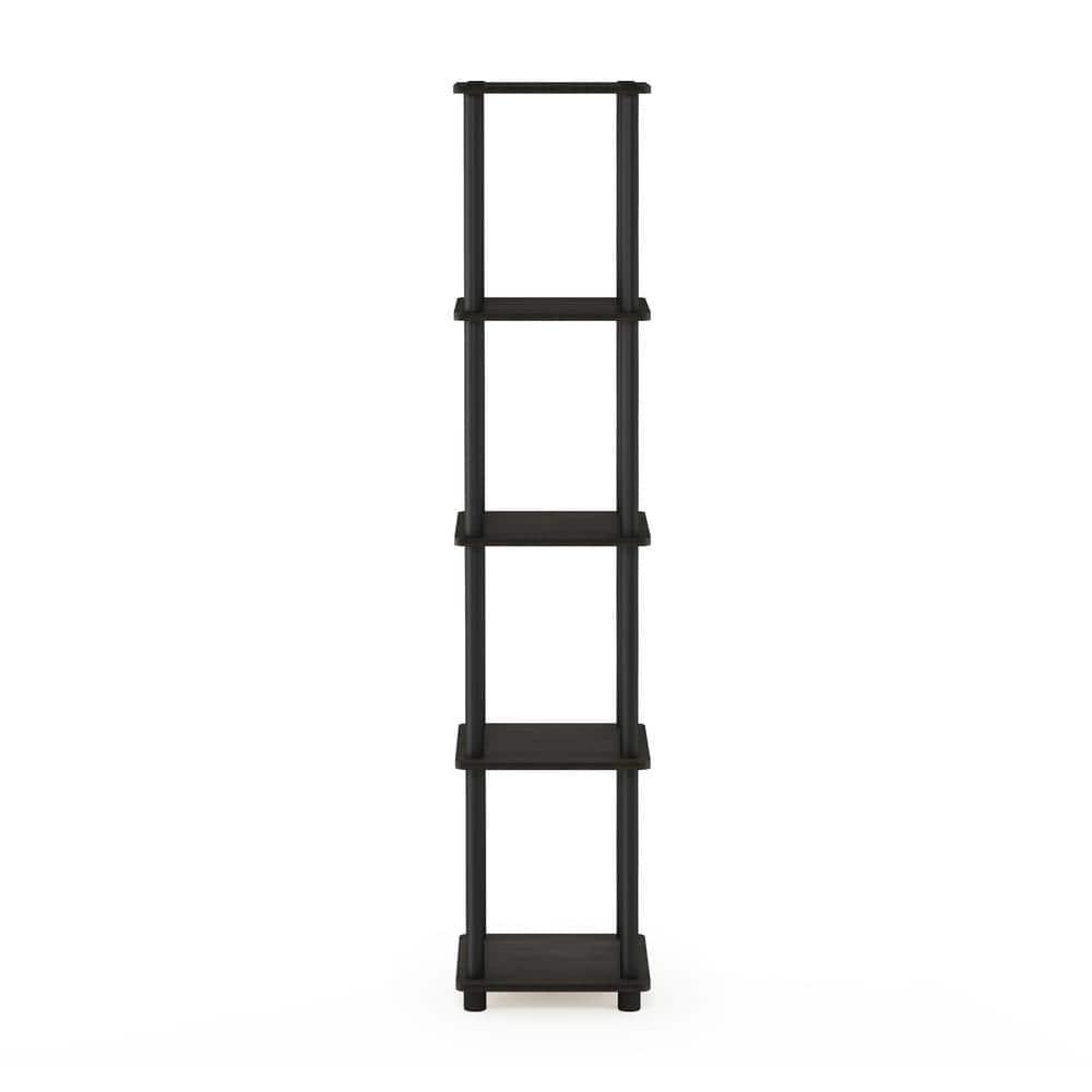 Furinno 5-Tier Corner Square Bookshelf Anti-Tipping Display Rack Shelf for Bathroom&Closet&Home Office&Living Room&Kitchen,Espresso/Black
