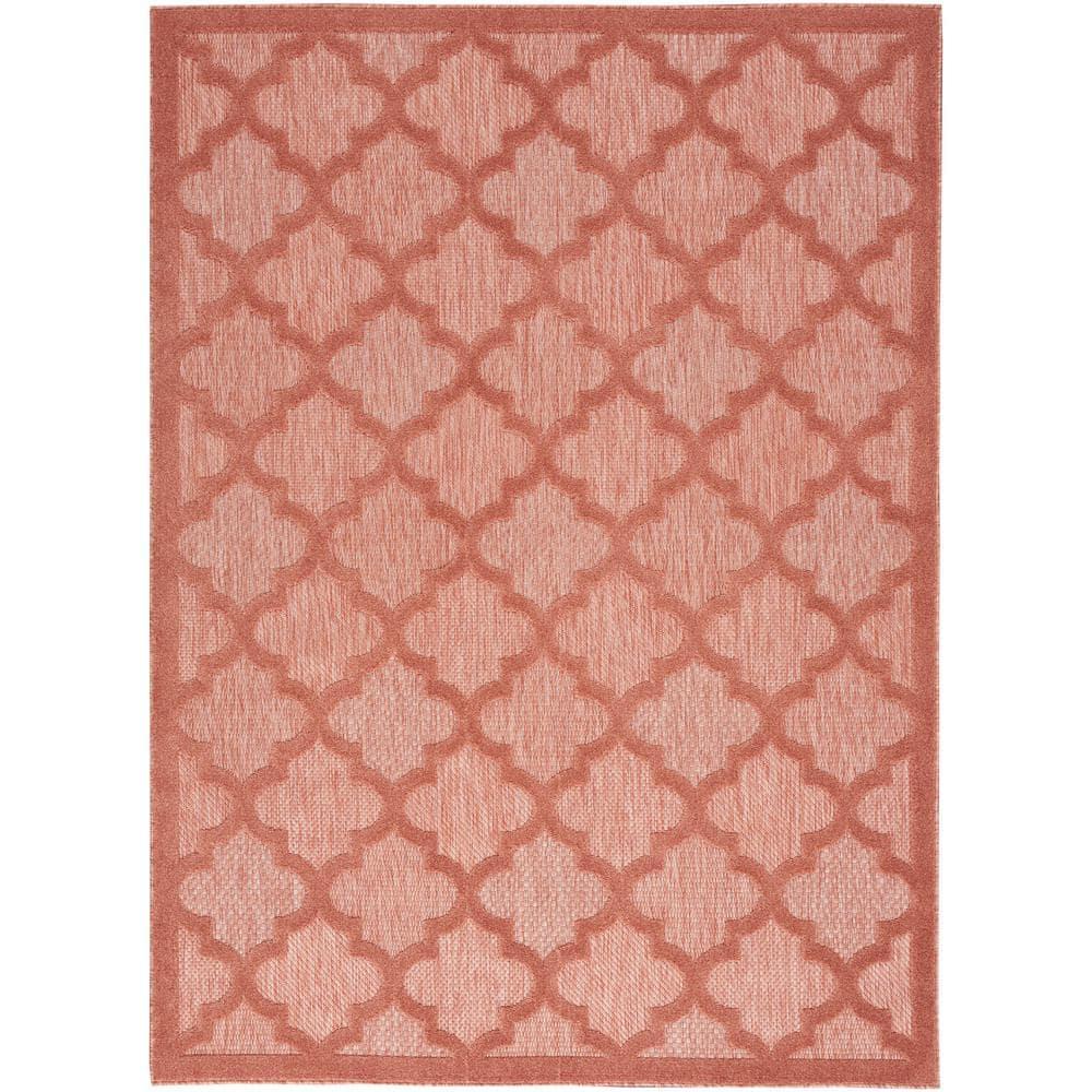 Nourison Easy Care Trellis Flatweave Indoor Outdoor Area Rug 6' x 9' Coral/Orange