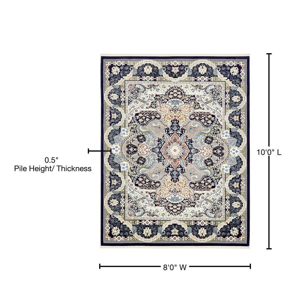 Narenj Collection Area Rug - Glasgow (7 ft. 10 in. x 10 ft. Rectangle Navy Blue/Blue)