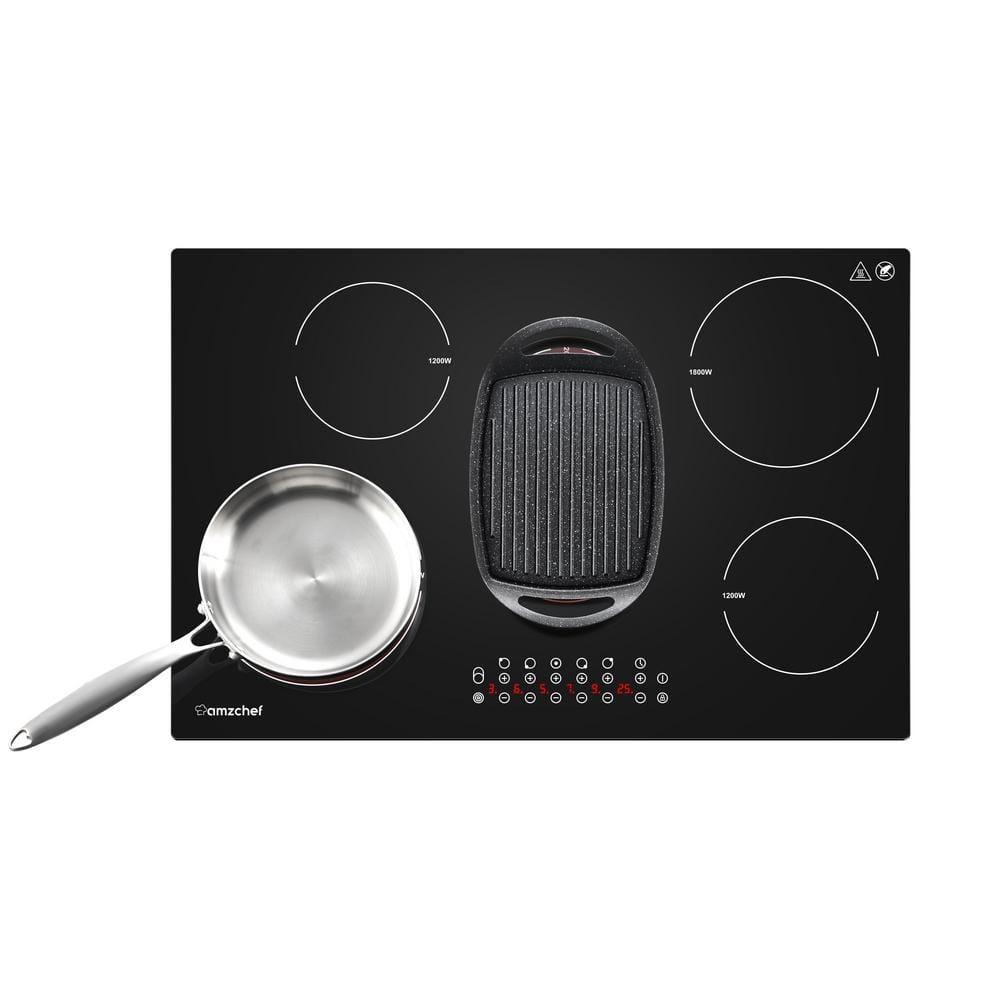 30 Inch cooktop,8500 Watt 5 Stoves,9-section heating Burner,Timer function,Waste heat alarm,Touch control,Scratch-resistant vitro ceramic glass