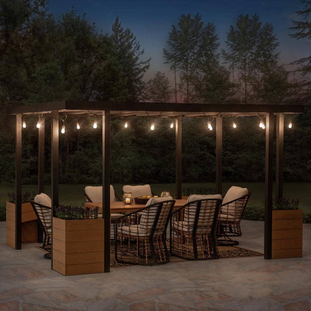 Sunjoy Sunjoy Marbella Pergola 10 x 12 ft. Outdoor Black Steel Frame Pergolas All-Season Durability High-Wind Rating for Outdoor Patio Deck Garden