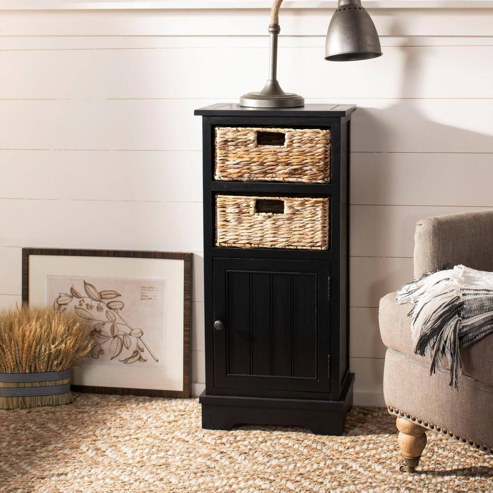 Connery Cabinet - Distressed Black - Safavieh.