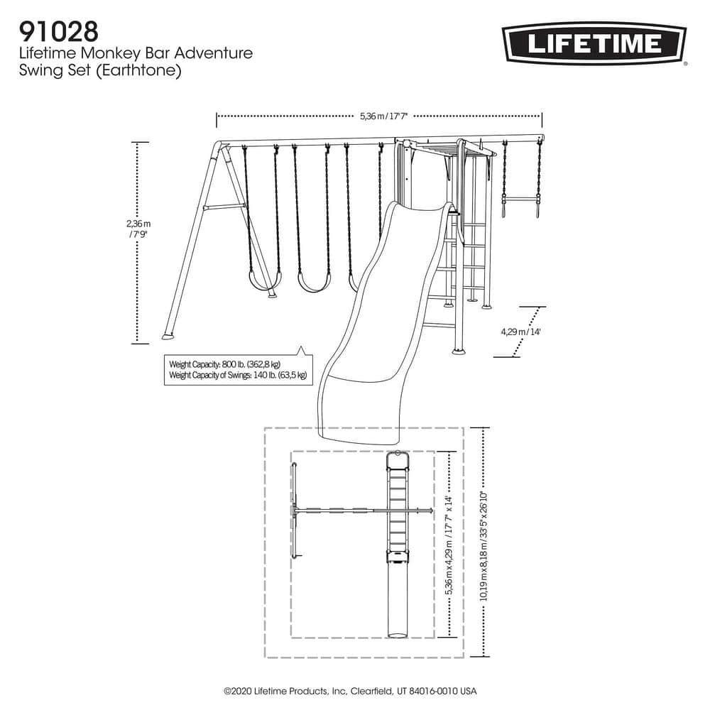 Lifetime Lifetime Powder Coated Steel Swing Set with 4 Swing(s) , 1 Slide(s)