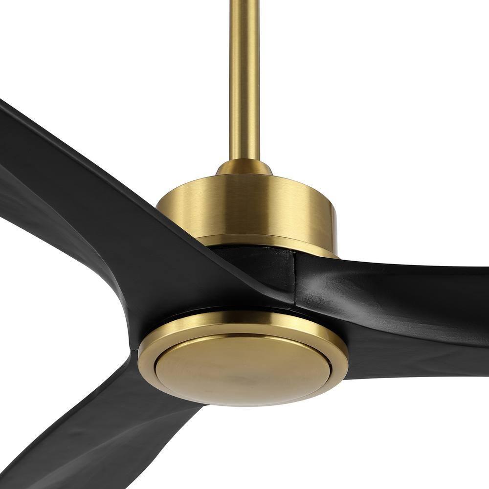 52" Solid Wood 3-Blade Propeller Ceiling Fan with Remote Control Gold/Black