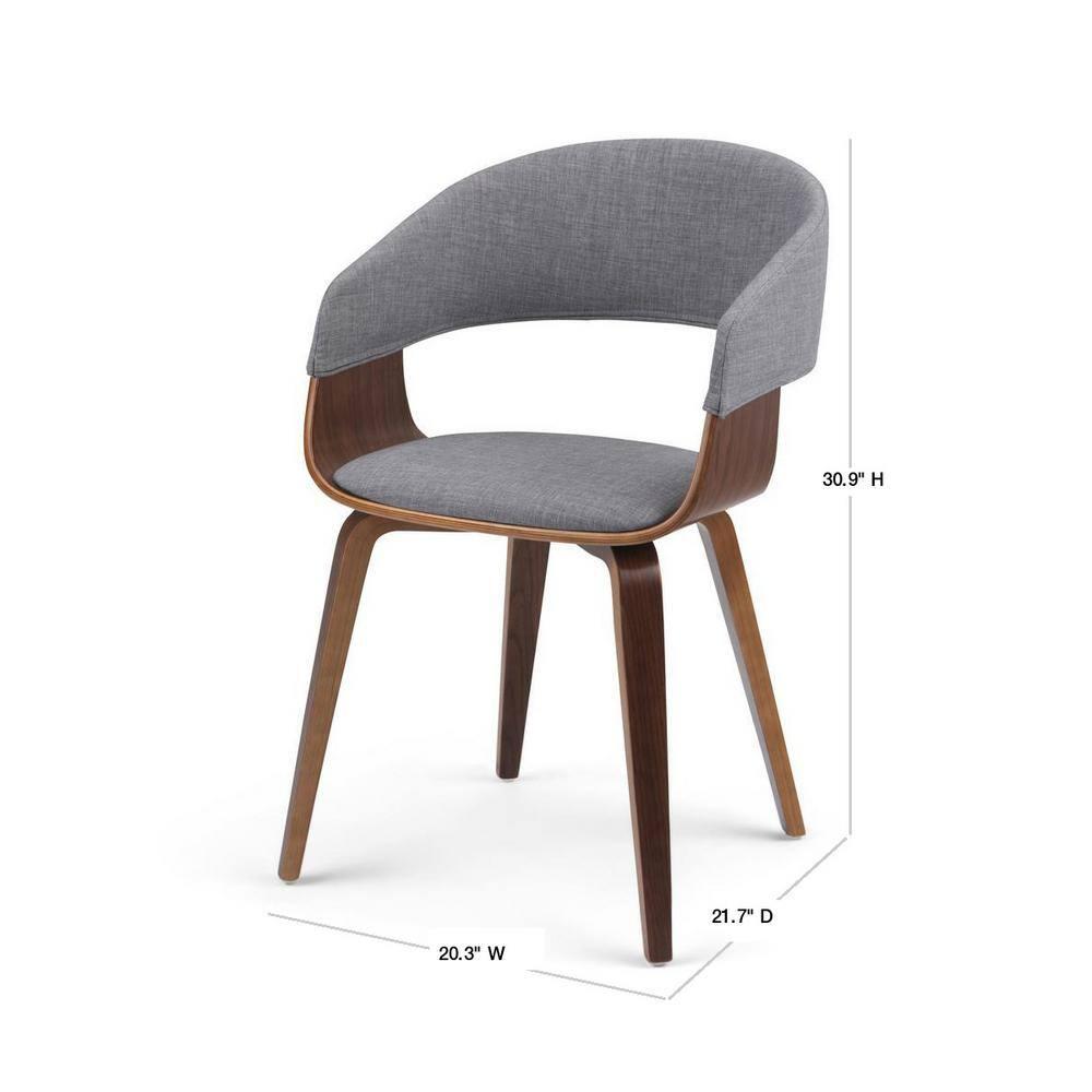 Lowell Bentwood Upholstered Dining Chair with Curved Backrest in Mid-Century Modern Style